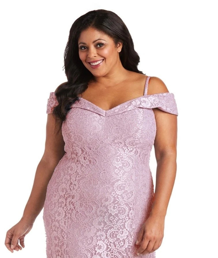 R&M Richards 2047W Formal Plus Size Long Lace Gown