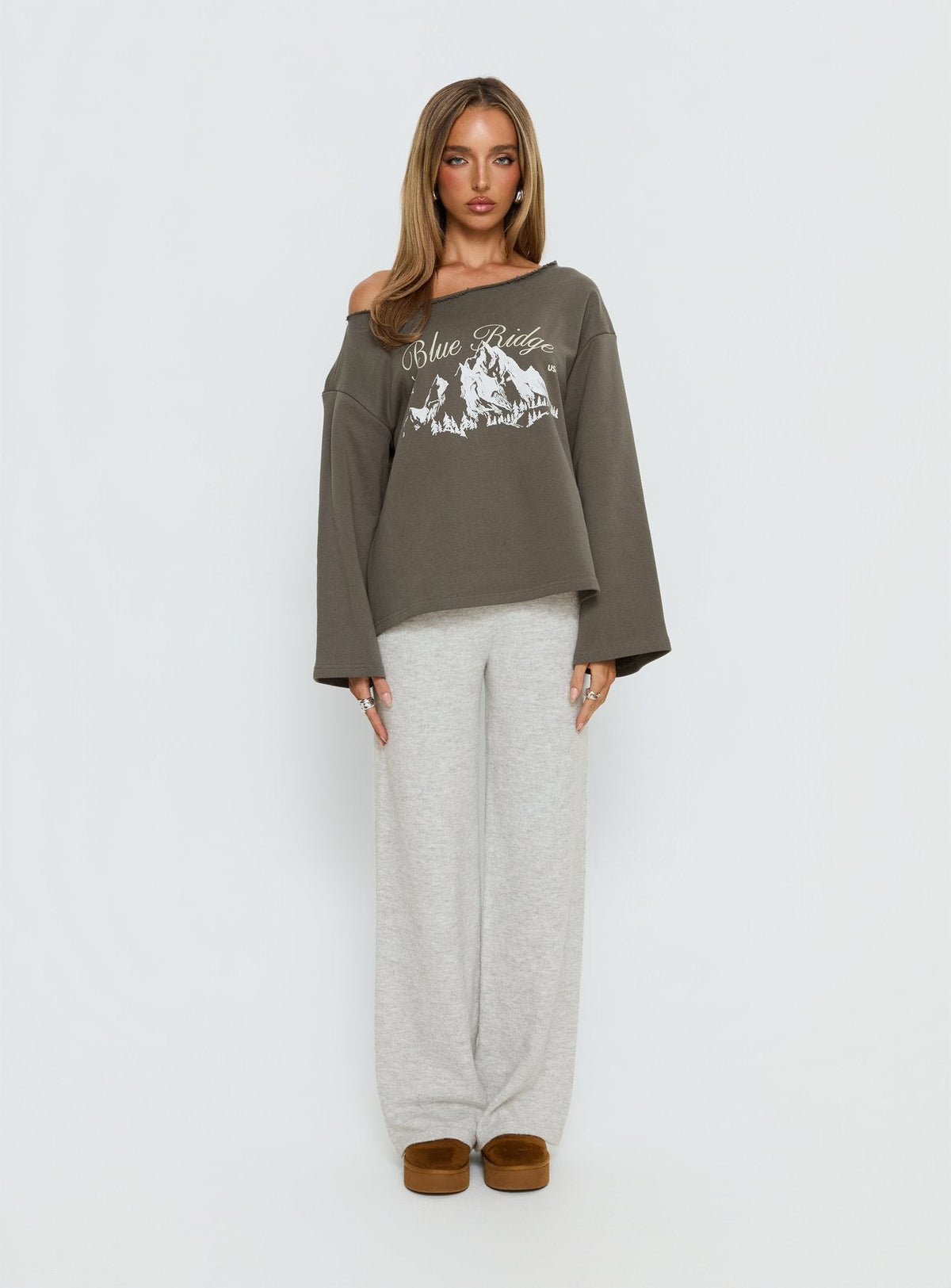 Bekki Wide Leg Knit Pant Grey Marle