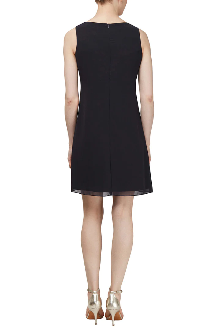 SL Fashions 112806 Short Sleeveless Chiffon Dress