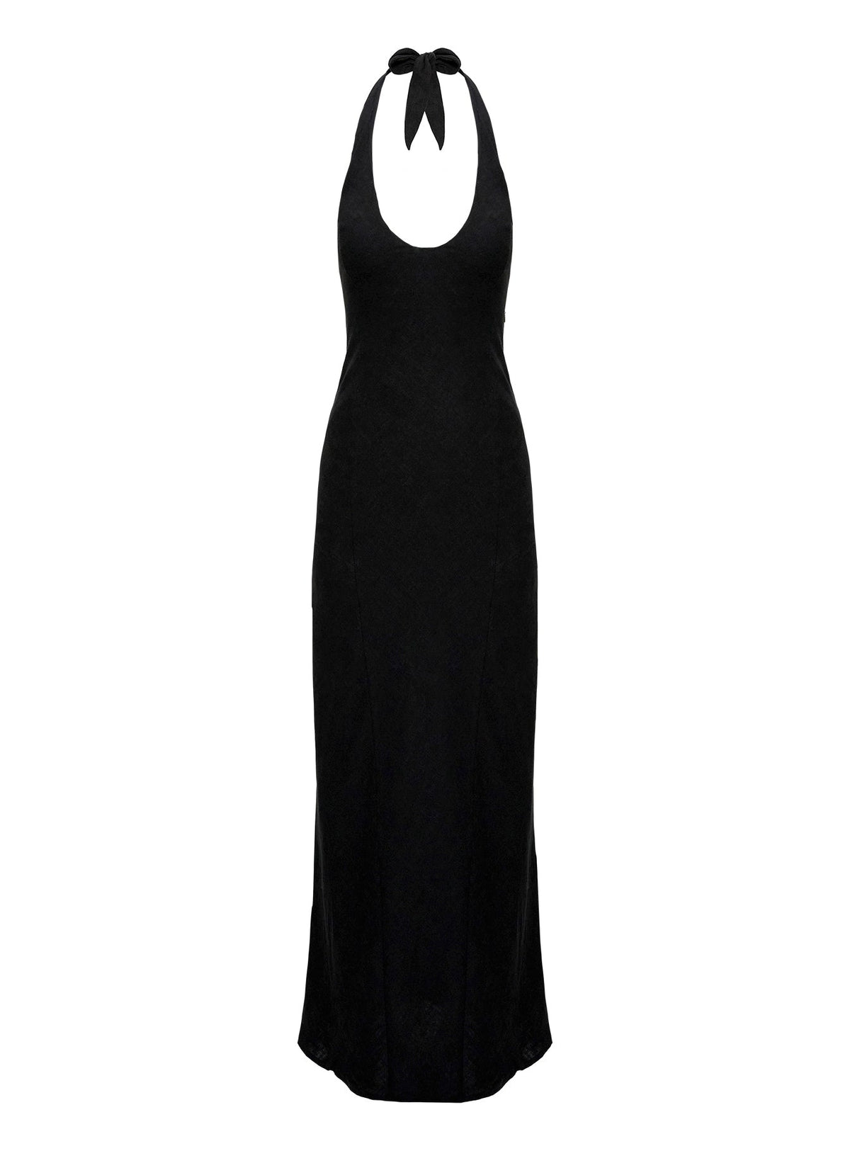 Salone Linen Halter Maxi Dress Black