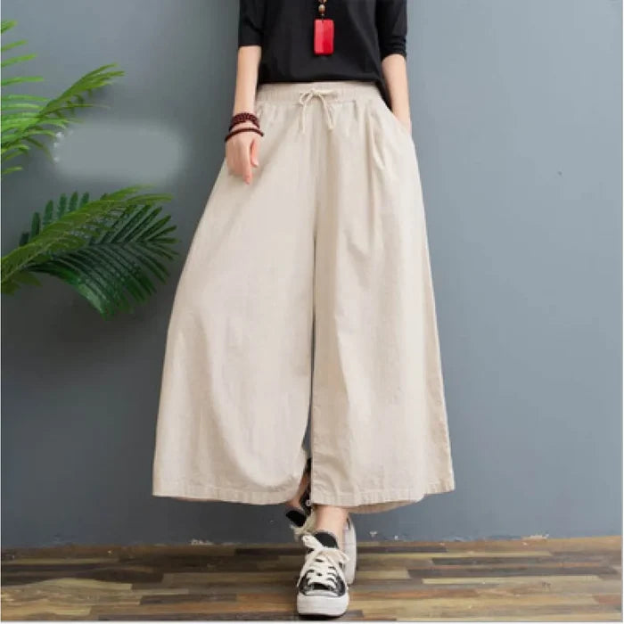 AMELINA – PLEATED LINEN PANTS WITH COMFORTABLE FIT