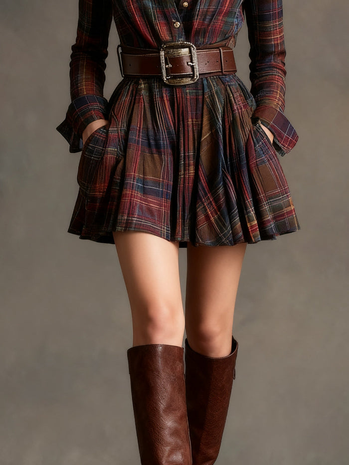 Bárbara · Short Checkered Shirt Dress