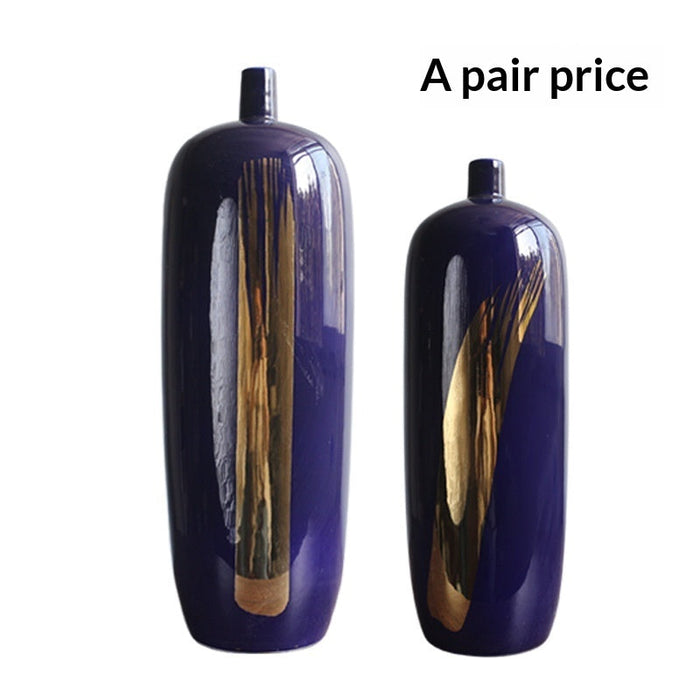 Tall floor-standing ceramic vase with glossy finish for living room decor