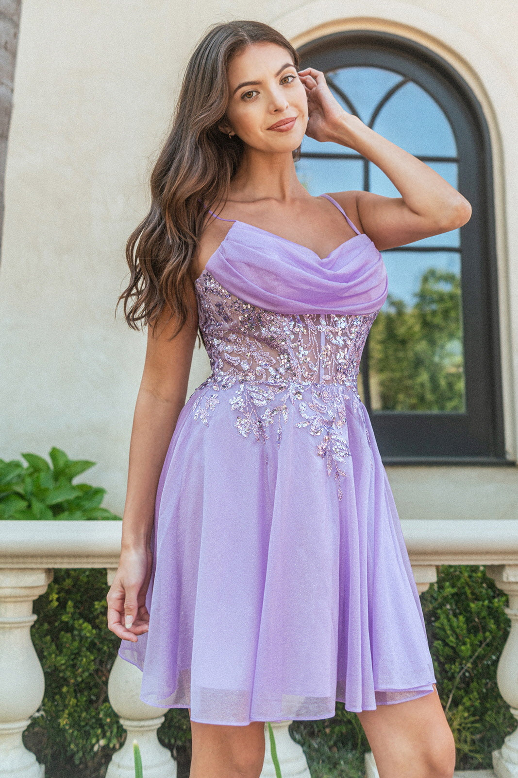 Short Cocktail Glitter Print Homecoming Dress