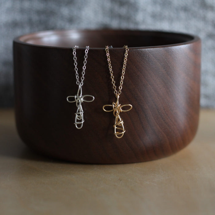 Handmade Wire Jewelry | Cross Earrings + Necklace Set image 6