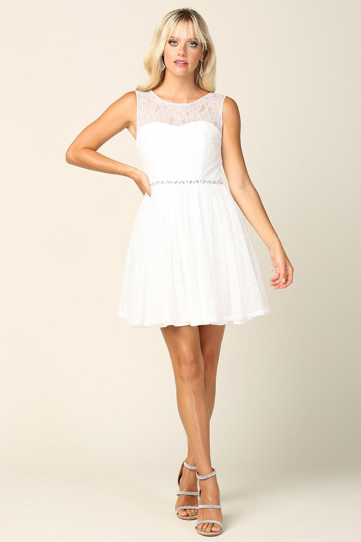 Homecoming Short Sleeveless Lace Cocktail Dress