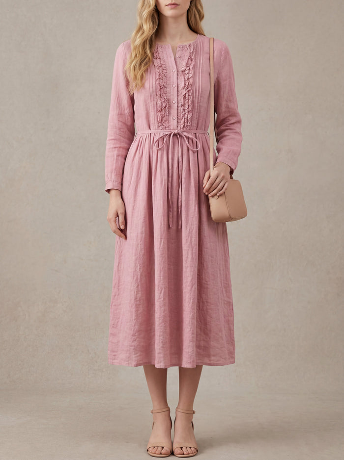Odette · Midi Dress with Adjustable Lace-Up Waist