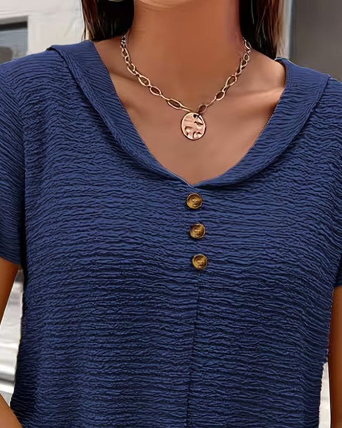 Peter Pan Collar T-Shirt with Buttons