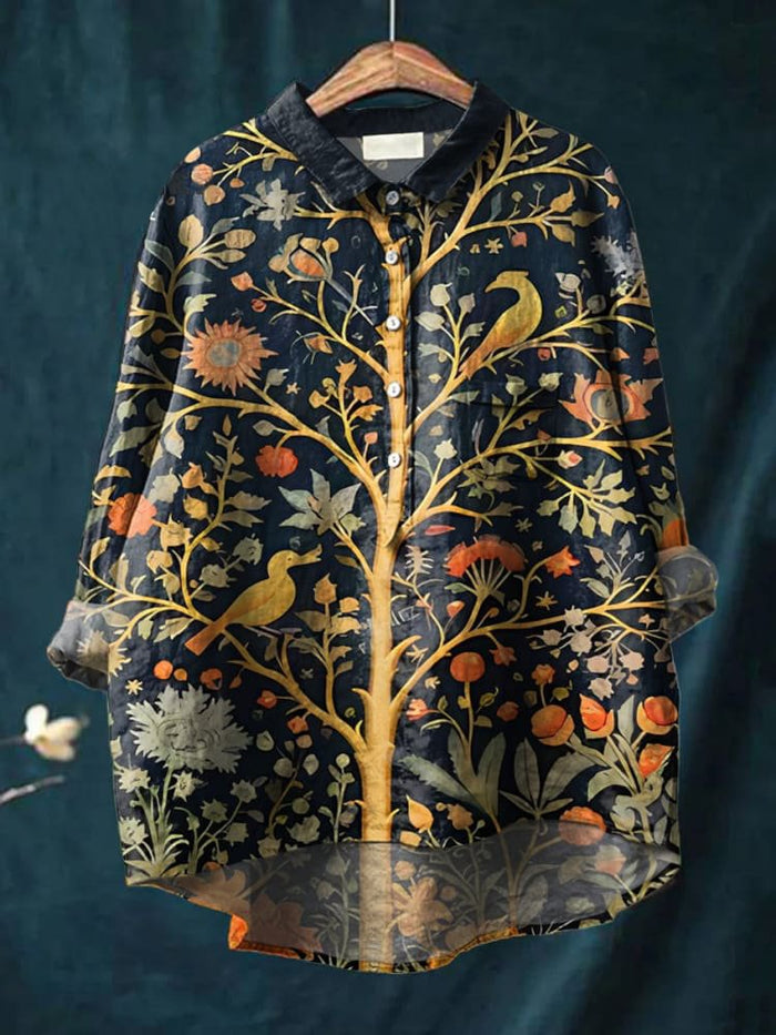 Victory | Casual Shirt with Ornamental Tree Print for Women