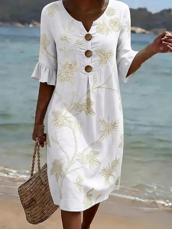 Women's Casual Dress with Floral Print.