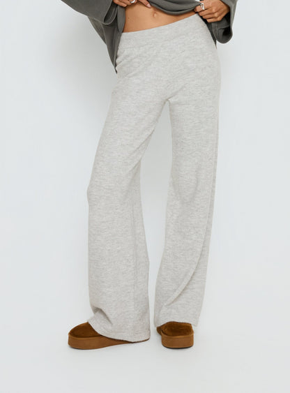 Bekki Wide Leg Knit Pant Grey Marle