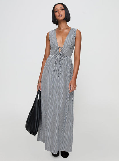 Pokey Maxi Dress Black / White Stripe Petite