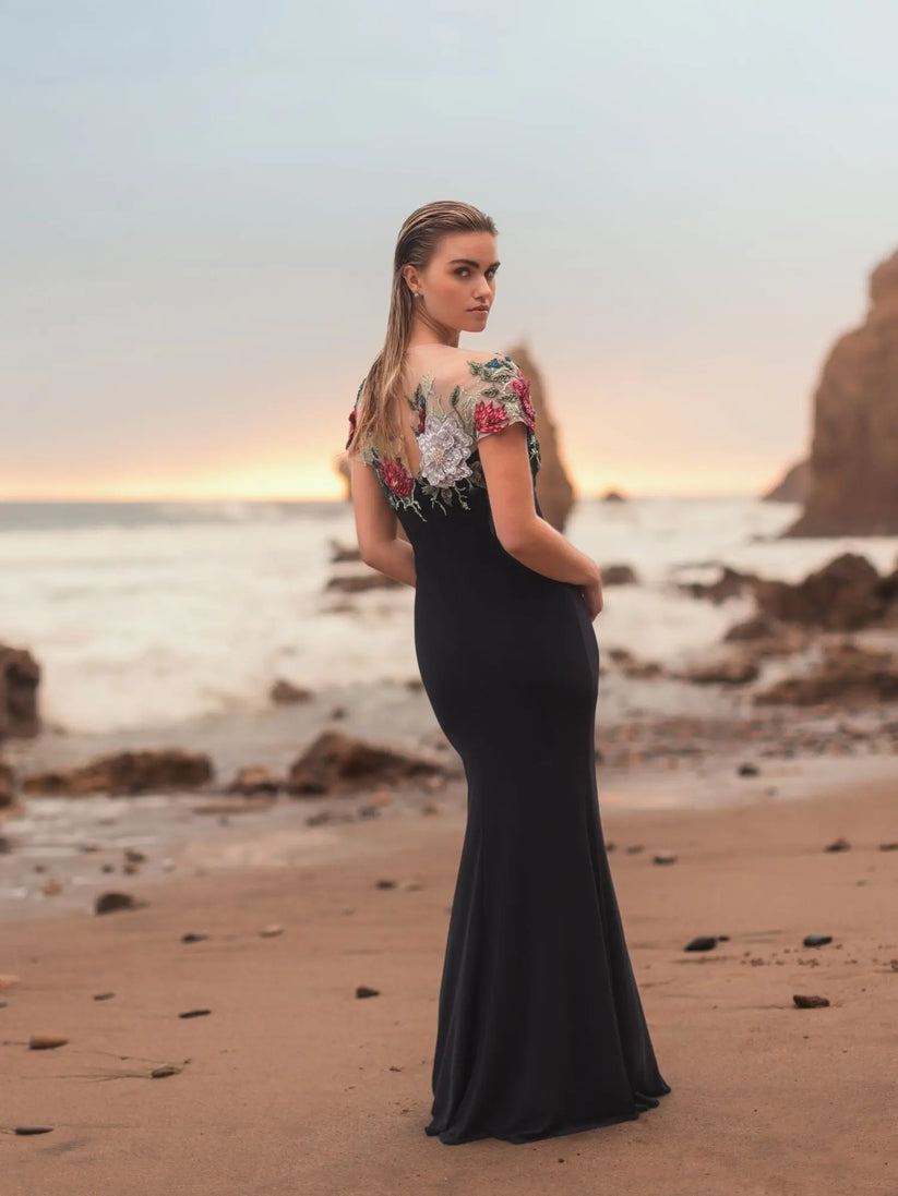 Floral Long Dress Fitted Mac Duggal 11817