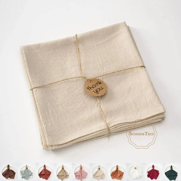 Set of 12 cotton cloth napkins in various colors measuring 40x40cm