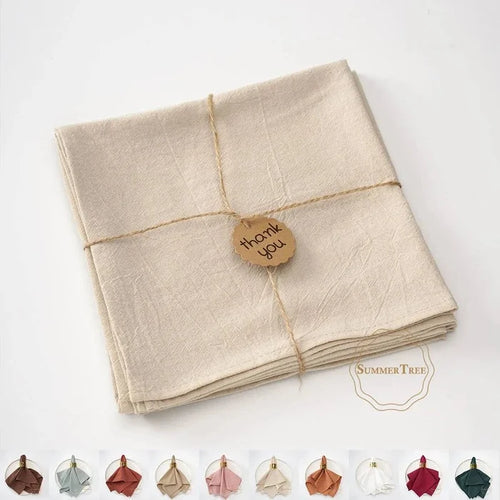 Set of 12 cotton cloth napkins in various colors measuring 40x40cm