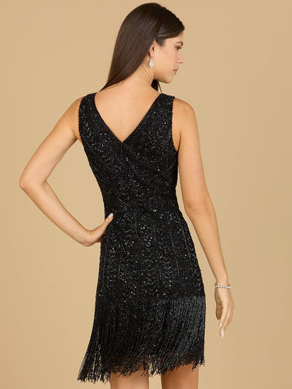Lara Dresses 29361 Sleeveless Fringe Cocktail Dress