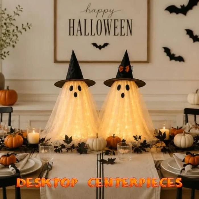 2pcs Halloween  Ghost Decor with String Lights Remote Control
