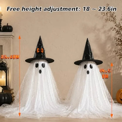 2pcs Halloween  Ghost Decor with String Lights Remote Control