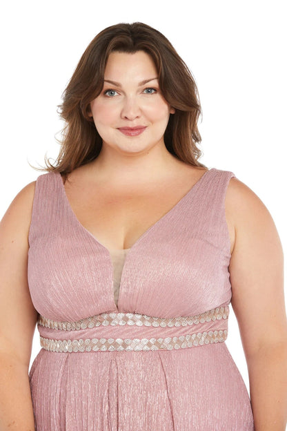 Long Plus Size Metallic Dress Evening Formal R&M Richards 3138W