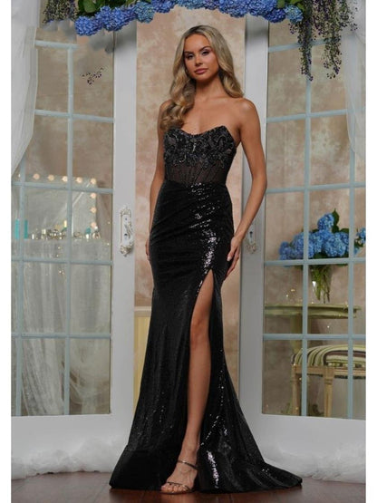 Colors 3512 Formal Long Slit Beaded Prom Dress
