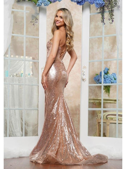 Colors 3512 Formal Long Slit Beaded Prom Dress