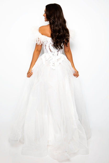 Ava Presley 39213 Formal Prom Long Sequin Feather Dress