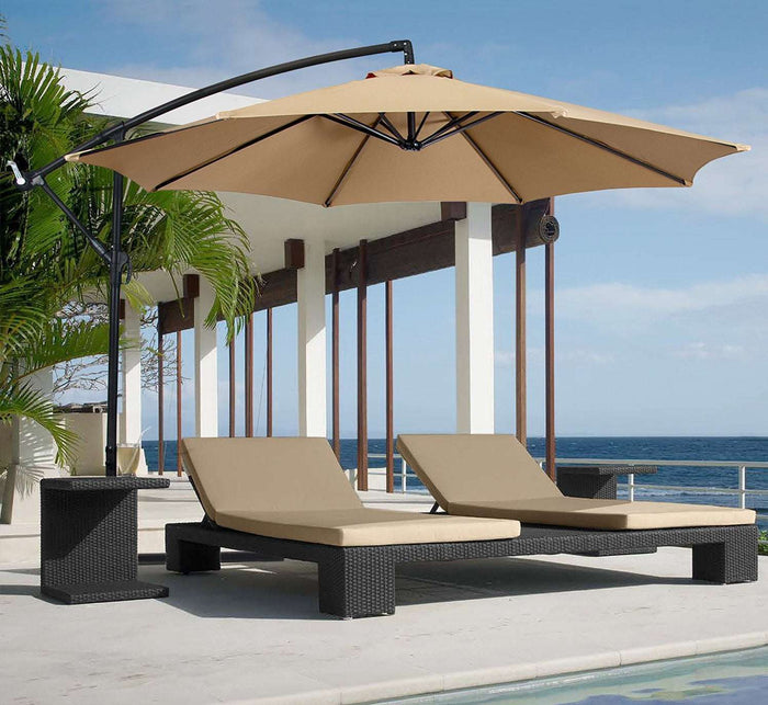 3m side patio umbrella canopy providing shade over outdoor seating area