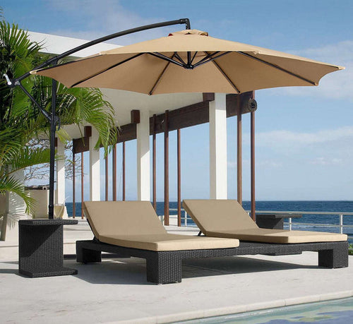 3m side patio umbrella canopy providing shade over outdoor seating area