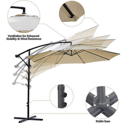 3m Side Patio Umbrella canopy with adjustable tilt and weather-resistant fabric over outdoor seating area