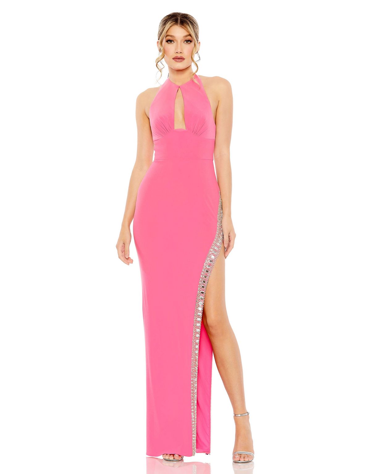 Long Halter Fitted Prom Gown Halter Neckline Mac Duggal 42053