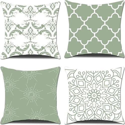 Set of 4 linen throw pillow covers with jacquard printed design, breathable polyester fabric, 60x60 cm, removable and washable, home use