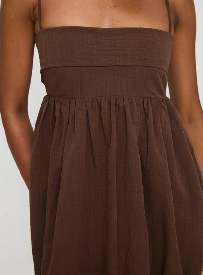 Layken Bubble Hem Mini Dress Chocolate Tall