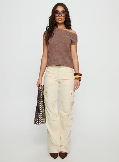 Ashfield Off Shoulder Top Brown