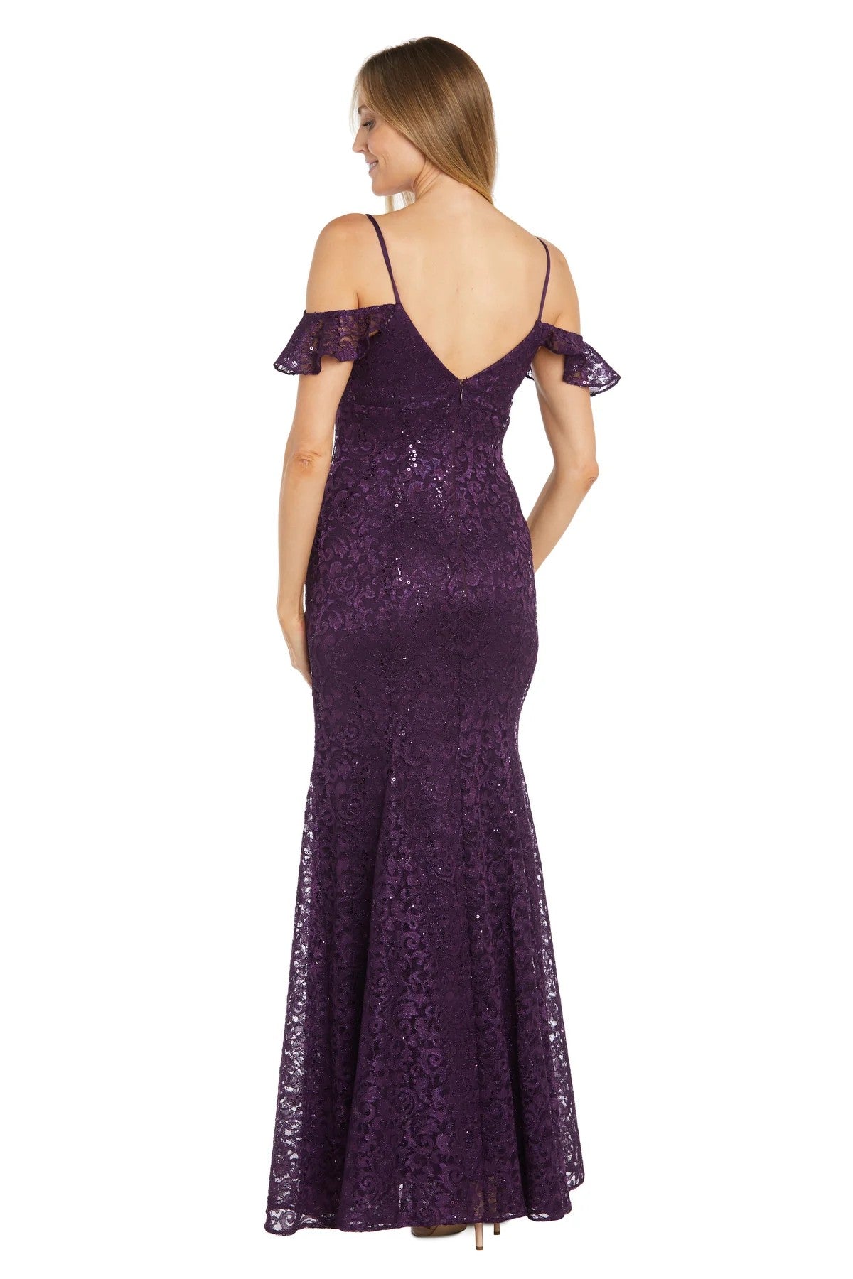 Long Formal Glitter Lace Dress Evening R&M Richards 6177