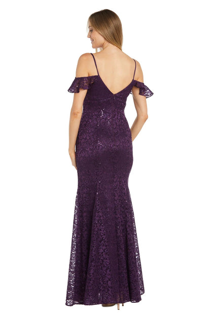 Long Formal Glitter Lace Dress Evening R&M Richards 6177