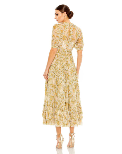 Floral Print Cocktail Dress Midi Mac Duggal 80111