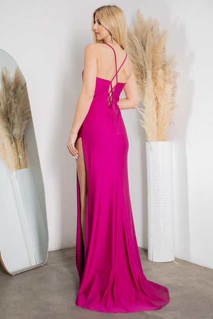 Cinderella Couture CC8035J Spaghetti Strap Satin Dress