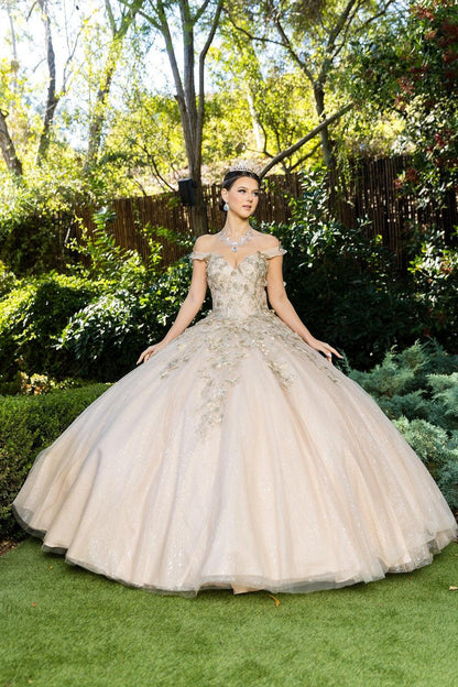 Cinderella Couture CC8046J Sleeveless Glitter Tulle Ball Gown