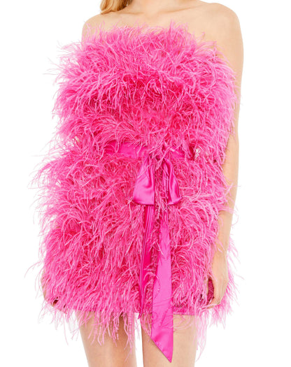 Short Feather Mini Dress Cocktail Mac Duggal A11436
