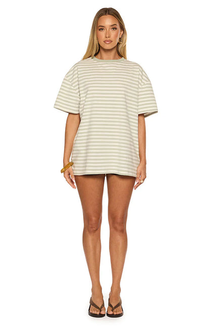 Alba Sage Stripe Oversized Tee