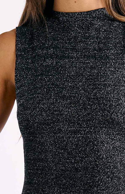 Courtni Black Sequin Ruffle Maxi Dress