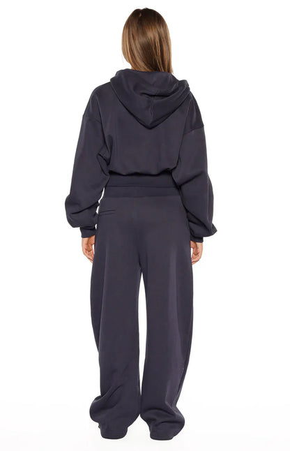 Dora Navy Barrel Leg Track Pants