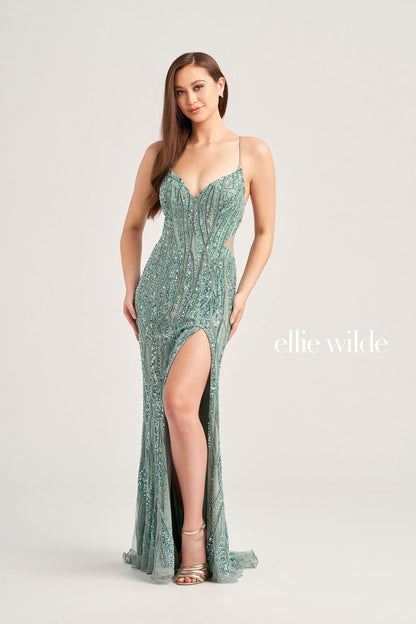 Ellie Wilde EW35023 Long Formal Fitted Evening Prom Dress
