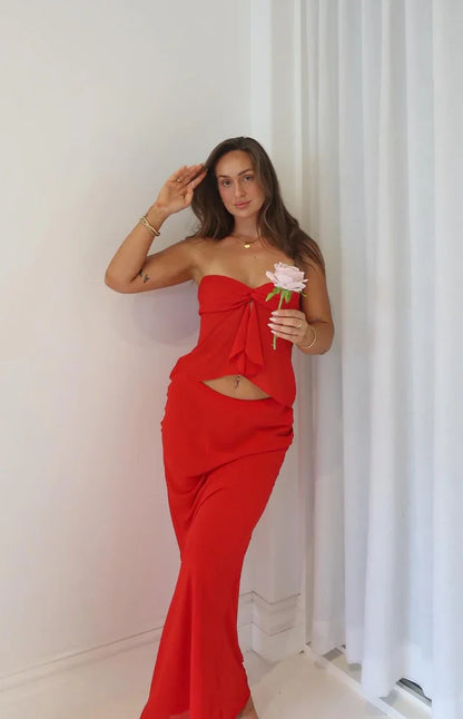 Jacqulin Red Maxi Skirt