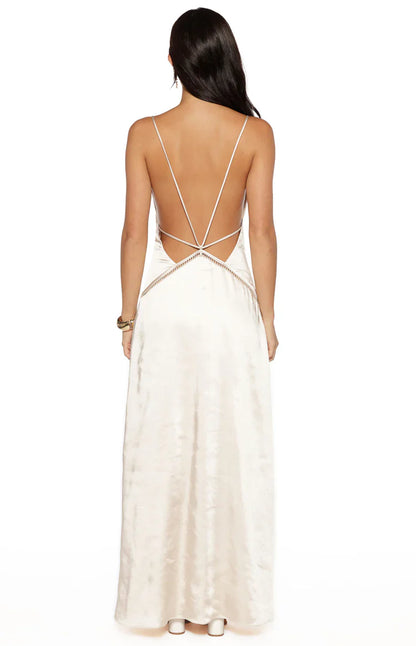 Kaitlynn Cream Satin Maxi Dress