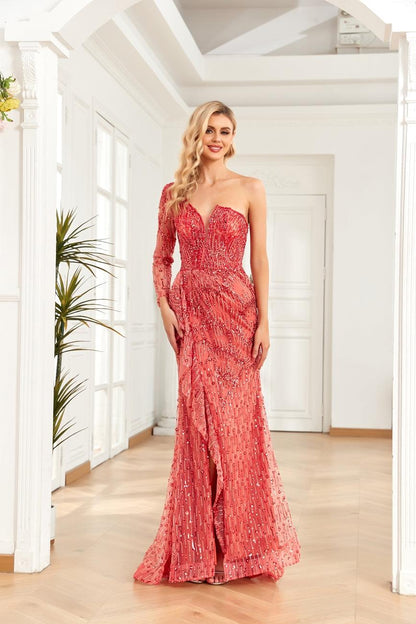 High Couture NR2268 Prom Long One Shoulder Formal Dress