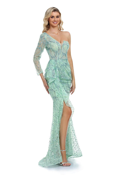 High Couture NR2268 Prom Long One Shoulder Formal Dress