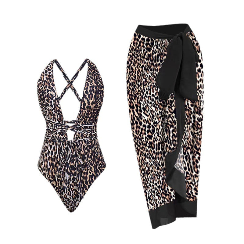 Leopard Print One-Piece Swimsuit