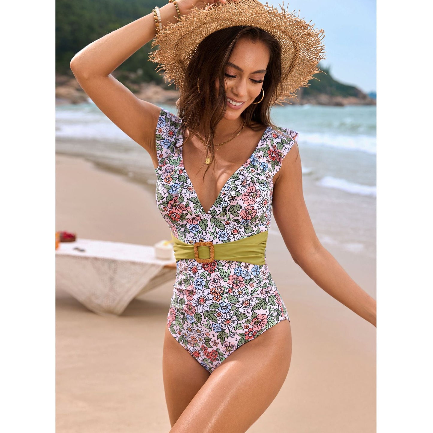 Open Back Lace One-Piece Swimsuit