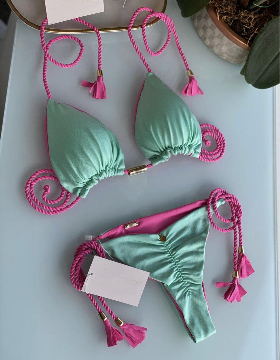 Open Back Braided Bikini Set